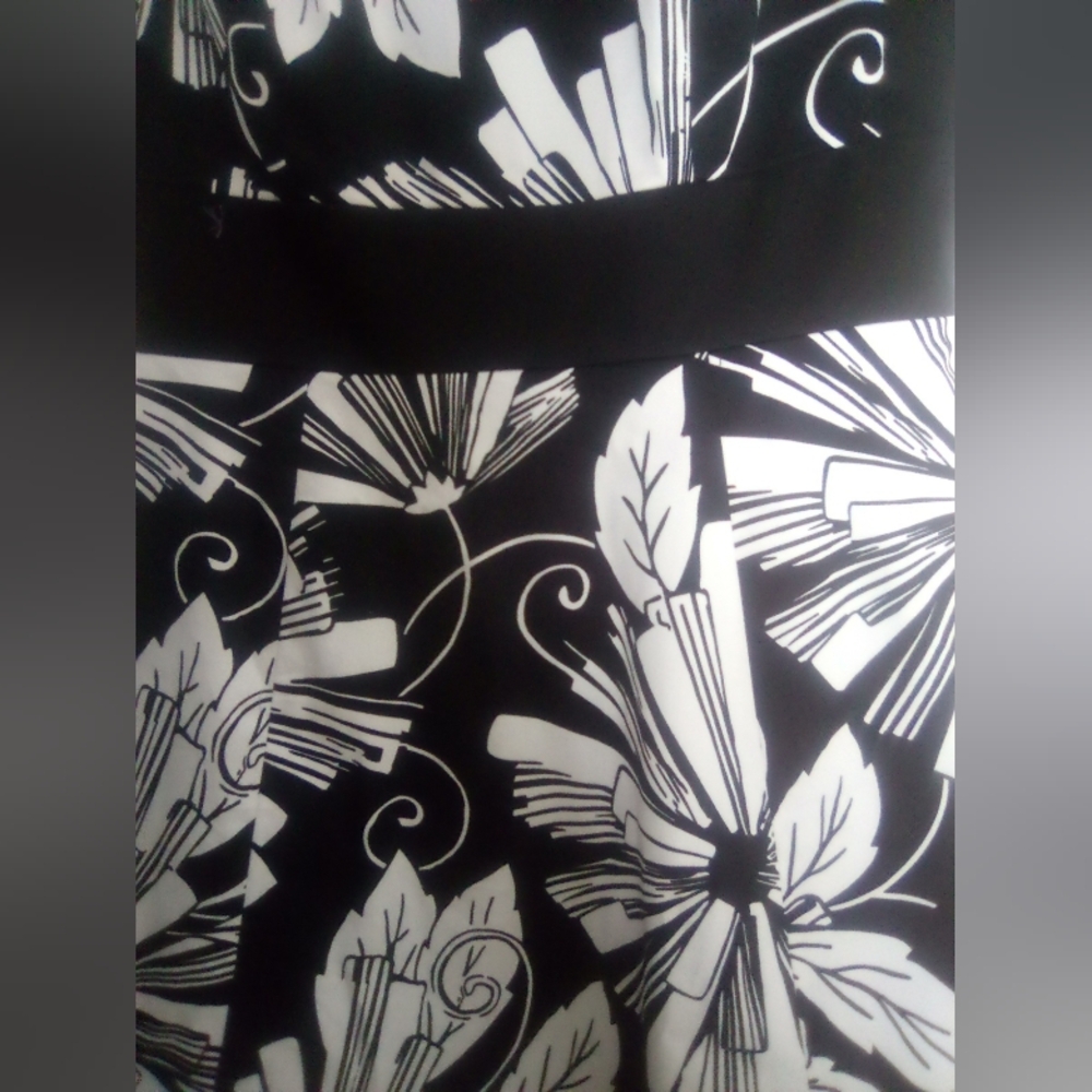 TAHARI ARTHUR LEVINE Floral Black and White Sleeveless Dress SIZE 4 - Picture 6 of 8
